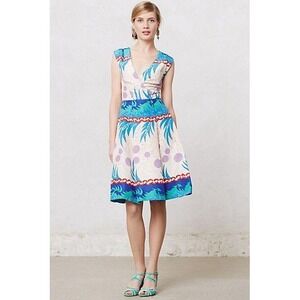 Tracy Reese Anthropologie Women Size 4 Tropical Polka Dot Print Escape Dress